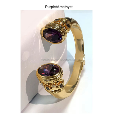 Plattierung Messing Armbänder Armbänder Manschetten Schmuck Granat Steine Silber Schmuck Glitter CZ