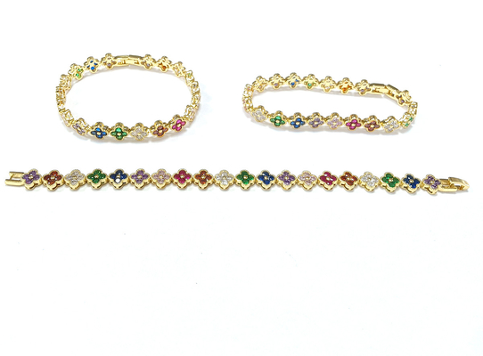 Rainbow Brass Gold Tennis Armband OEM ODM Kubik Zirkonia Tennis Armband