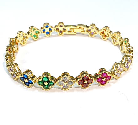 Rainbow Brass Gold Tennis Armband OEM ODM Kubik Zirkonia Tennis Armband