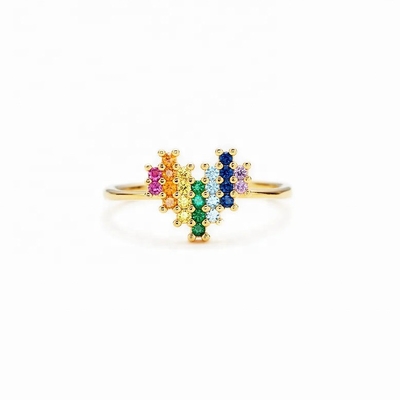 Verlobungsring in 18K Gold mit süßem Herz und Regenbogen