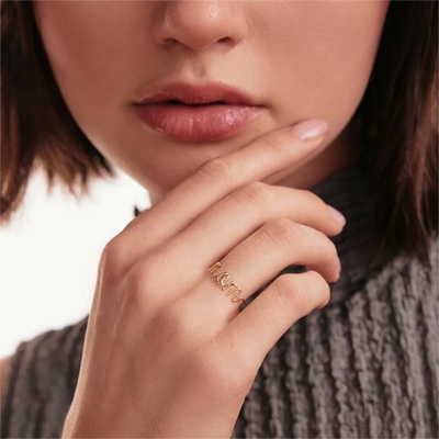 Edelstahl 18K Gold MOM Stapelring für Frauen Feinschmuck