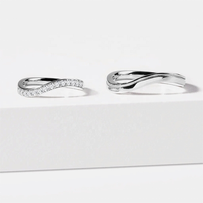 925 Sterling Silber Weißgold Diamant CZ Wellenring für Damen Schmuck OEM/ODM