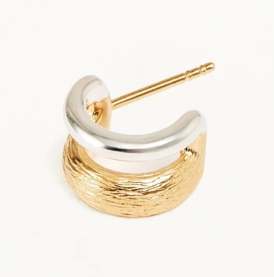 18K Gold und Weißgold Schild Hoops Ohrringe für Frauen