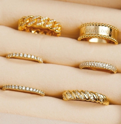 Handgefertigter Twist Classic 925 Sterling Silber Frauenring Schmuck mit 18K Gold beschichtet