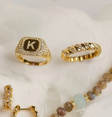 Handgefertigter Twist Classic 925 Sterling Silber Frauenring Schmuck mit 18K Gold beschichtet