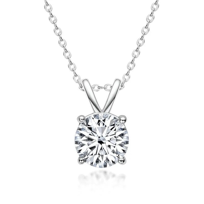 925 Sterling Silber Anhänger für Mädchen 18K Gelbgold Runder Schnitt Solitaire Stein Geschenk