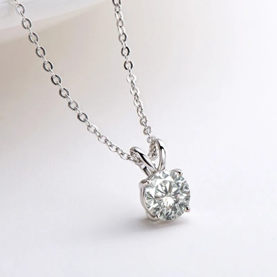 925 Sterling Silber Anhänger für Mädchen 18K Gelbgold Runder Schnitt Solitaire Stein Geschenk