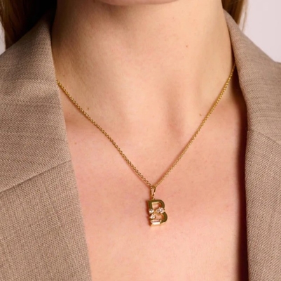 925 Sterling Silber CZ Briefhänger in einfachem 18K-Gold für Modeschmuck