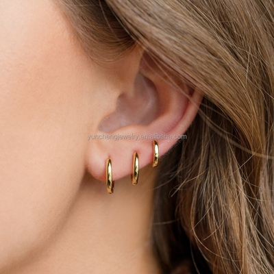 Silber feiner Schmuck Minimalist 18K Gold 9MM 11MM 13MM Loop Set für FedEx DHL UPS TNT EMS Versand