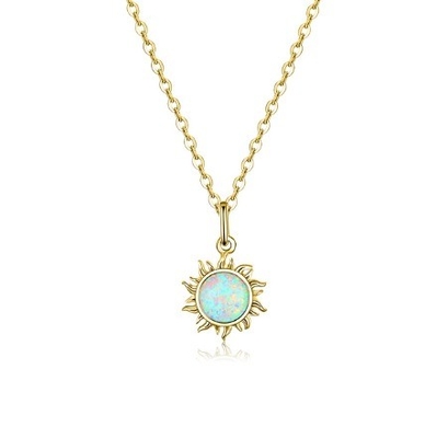 Sonnenblumen Opal und Diamant Halskette 15MM Damen Opal Halskette 45cm + 5CM