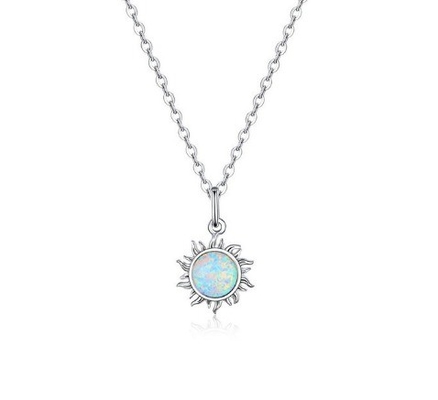 Sonnenblumen Opal und Diamant Halskette 15MM Damen Opal Halskette 45cm + 5CM