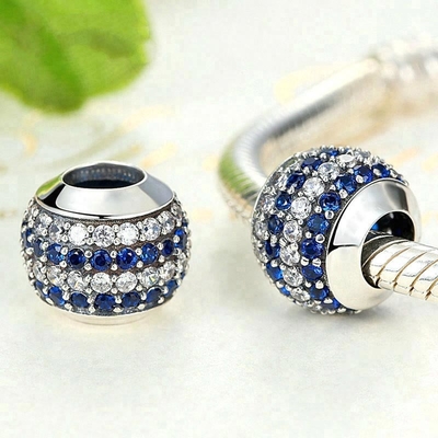Mode Weiß und Blau CZ 925 Sterling Silber Schmuckherstellung Zubehör