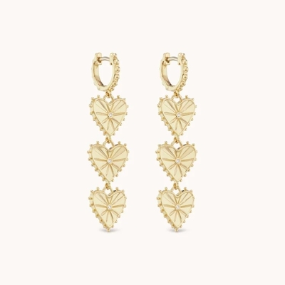 Handgefertigte 14K Goldplattierte Dangle Multi Huggies Herz Charme Ohrringe Perfektes Geschenk