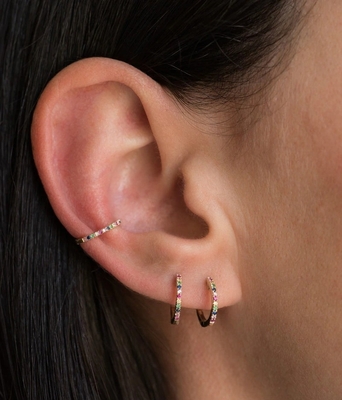 Klassische Regenbogen-Schaufel für Frauen Kubischer Zirkon 925 Sterling Silber Ohrenschlauch Schmuck