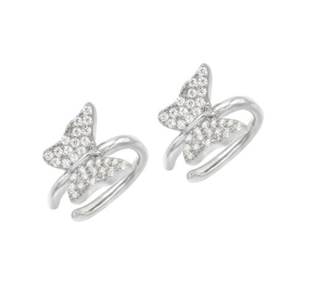 18K Gold Plattierte Schmetterlings Ohrringe mit Micron Pave Weiß CZ Trendy Frauen Schmuck