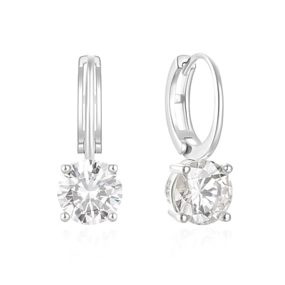 925 Sterling Silber Eingang 18K Gold Plattiert Solitaire Weiß Kubik Zirkon Huggies Ohrringe