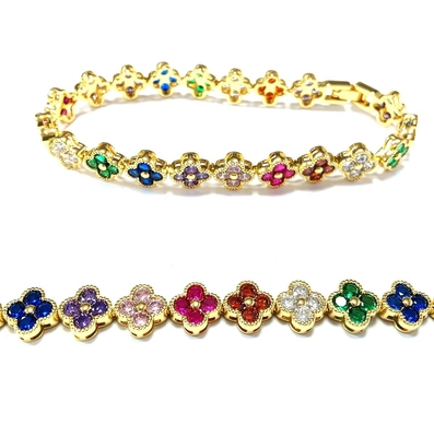 Frischwasser Perle CZ Steine Tennis Armbänder Plattiert Custom Schmuck Regenbogen Gold Kupfer Messing für Frauen