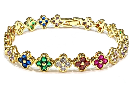 Frischwasser Perle CZ Steine Tennis Armbänder Plattiert Custom Schmuck Regenbogen Gold Kupfer Messing für Frauen