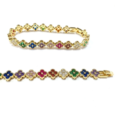 Frischwasser Perle CZ Steine Tennis Armbänder Plattiert Custom Schmuck Regenbogen Gold Kupfer Messing für Frauen