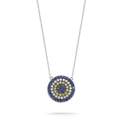 Blau und Weiß CZ Halskette Kreis in Form von 925 Sterling Silber für Mädchen