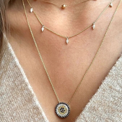 Blau und Weiß CZ Halskette Kreis in Form von 925 Sterling Silber für Mädchen
