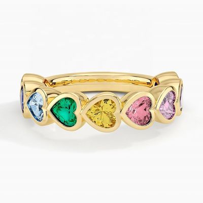 18K Gold Herz in Form von Regenbogen Bezel Ring zum Valentinstag Geschenk von Fashion Jewelry