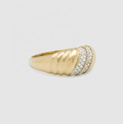 Platinplattierung Runde Brillantes Schnitt Diamantkuppelring für Frauen Feinschmuck OEM / ODM