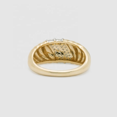 Platinplattierung Runde Brillantes Schnitt Diamantkuppelring für Frauen Feinschmuck OEM / ODM