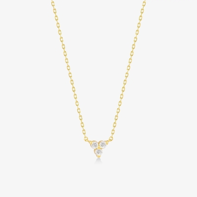 18K Gold Zirkon Anhänger Silberkette Trio Diamant Kubik Zirkon Halskette