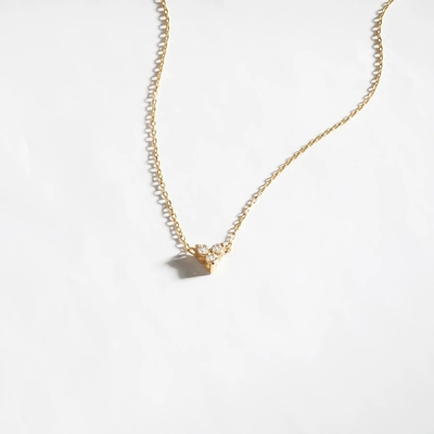 18K Gold Zirkon Anhänger Silberkette Trio Diamant Kubik Zirkon Halskette