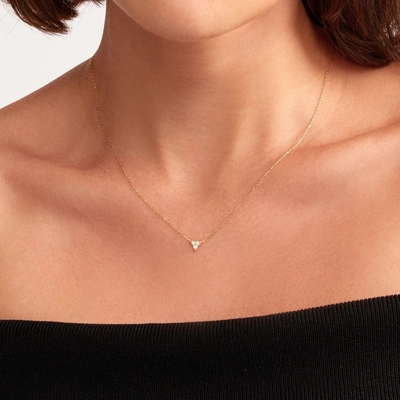 18K Gold Zirkon Anhänger Silberkette Trio Diamant Kubik Zirkon Halskette
