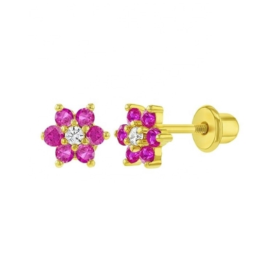 5mm 18k Goldplattierte Blumen-Baby-Ohrringe Perfektes Geschenk für Kinder in 925 Sterling Silber