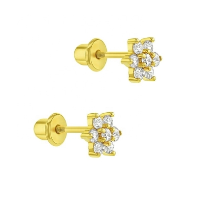 5mm 18k Goldplattierte Blumen-Baby-Ohrringe Perfektes Geschenk für Kinder in 925 Sterling Silber