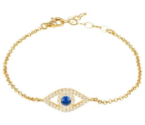 Roségold dünnsilberne Kettenarmband Weißblau CZ Auge 925 Sterling Silber