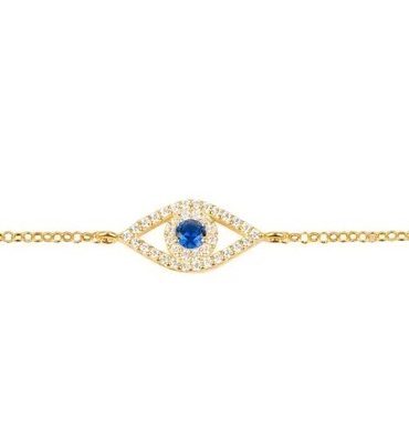 Roségold dünnsilberne Kettenarmband Weißblau CZ Auge 925 Sterling Silber