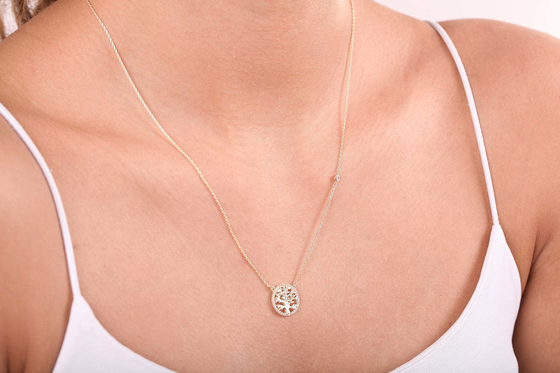 Party Gelegenheit 18K Gold Plattiert Sterling Silber Baum des Lebens Anhänger Halskette für Frauen
