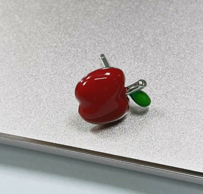 Wunderbare rote und grüne Apfelringe für kleine Mädchen in 925 Sterling Silber