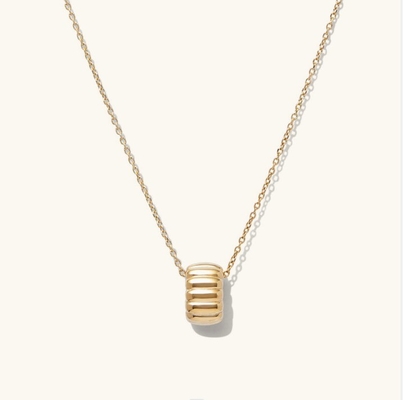 Goldplattiert 925 Sterling Silber Einfache Einperlsirkel Charme Anhänger Halskette OEM