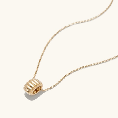 Goldplattiert 925 Sterling Silber Einfache Einperlsirkel Charme Anhänger Halskette OEM