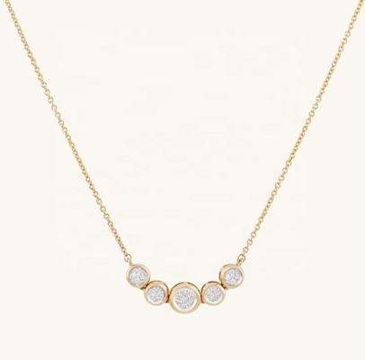 Rhodium 18k Gold Halskette Frauen 1,2 mm Weißgold Cz Anhänger