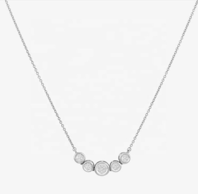 Rhodium 18k Gold Halskette Frauen 1,2 mm Weißgold Cz Anhänger