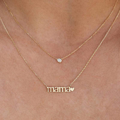 26mm 18K Goldplattierte Halskette MAMA Herz Halskette für den Damentag