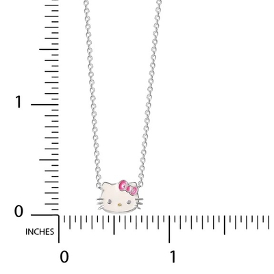 Weißroze Emaille Hello Kitty Sterling Silber Anhänger Rhodiumbeschichtung