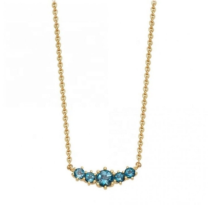 Goldplattierte 925 Sterling Silber Rubin Edelstein Halskette mit Kabelkette
