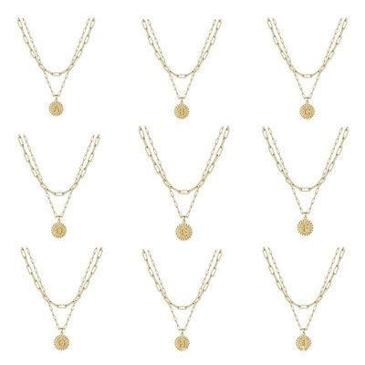 Handgefertigt 925 Sterling Silber doppelter Anhänger Papierklemm Stapelhalskette mit 30-Tage Lieferung