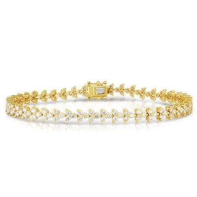 Designer 18K Gold 925 Sterling Silber Blumen Charme Frauen Tennis Armband mit ZIRCON
