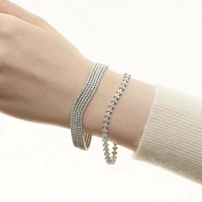 Designer 18K Gold 925 Sterling Silber Blumen Charme Frauen Tennis Armband mit ZIRCON