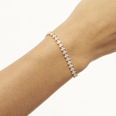 Designer 18K Gold 925 Sterling Silber Blumen Charme Frauen Tennis Armband mit ZIRCON