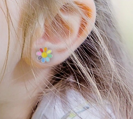 925 Sterling Silber-Emaille Farbiger Prinzessin Feinblumen-Stud-Ohrring für Mädchengeschenke
