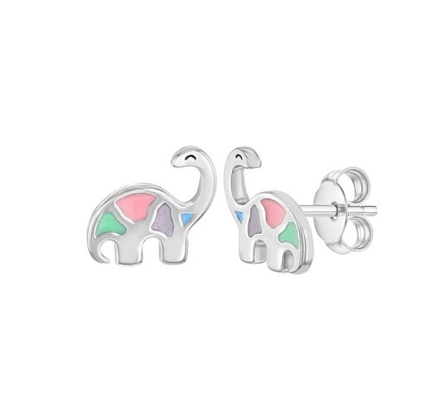 Farbenreiche Dinosaurier-Stud-Ohrringe 925 Sterling Silber für kleine Mädchen